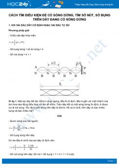 Chuyên đề Tìm điều kiện để có sóng dừng, tìm số nút, số bụng trên dây đang có sóng dừng Vật Lý 12