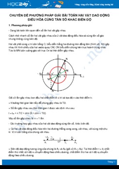 Chuyên đề Phương pháp giải bài toán Hai vật dao động điều hòa cùng tần số khác biên độ môn Vật Lý lớp 12