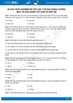 40 câu trắc nghiệm ôn tập lần 1 về dao động cưỡng bức và dao động tắt dần Vật Lý 12 năm 2020 có đáp án