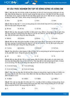 40 câu trắc nghiệm ôn tập về sóng dừng và sóng âm môn Vật Lý 12 năm 2020 có đáp án