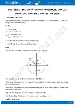 Chuyên đề Tìm li độ của vật trong dao động điều hòa tại thời điểm t môn Vật Lý lớp 12 năm 2020