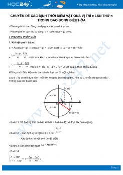 Chuyên đề Xác định thời điểm vật qua vị trí x lần thứ n trong dao động điều hòa Vật Lý 12 năm 2020