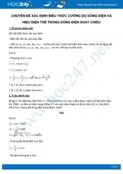Xác định biểu thức Cường độ dòng điện và Hiệu điện thế trong Dòng điện xoay chiều Vật Lý 12 năm 2020