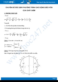 Chuyên đề Xác định phương trình dao động điều hòa môn Vật Lý lớp 12 năm học 2020-2021