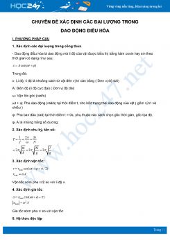 Chuyên đề Xác định các đại lượng đặc trưng trong dao động điều hòa môn Vật Lý 12 năm 2020