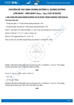 Chuyên đề Xác định quãng đường s, quãng đường lớn nhất - nhỏ nhất mà vật đã đi được môn Vật Lý lớp 12