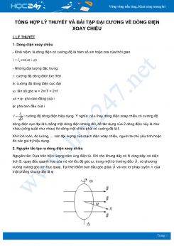 Tổng hợp Lý thuyết và bài tập Đại cương về dòng điện xoay chiều môn Vật Lý lớp 12