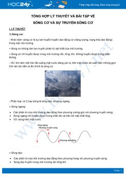 Tổng hợp Lý thuyết và bài tập Sóng cơ và sự truyền sóng cơ môn Vật Lý 12 năm 2020