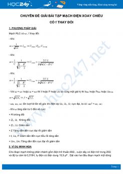 Chuyên đề Giải bài tập Mạch điện xoay chiều có f thay đổi môn Vật Lý lớp 12 năm 2020