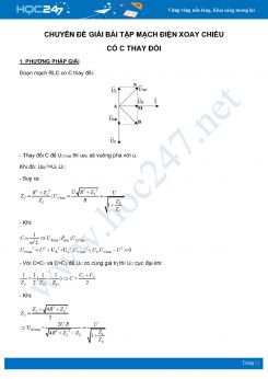 Chuyên đề Giải bài tập Mạch điện xoay chiều có C thay đổi môn Vật Lý lớp 12 năm 2020