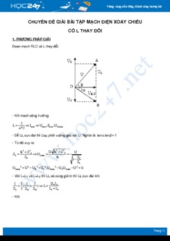 Chuyên đề Giải bài tập Mạch điện xoay chiều có L thay đổi môn Vật Lý 12 năm 2020