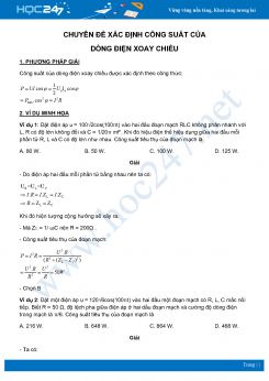 Chuyên đề Xác định công suất của dòng điện xoay chiều môn Vật Lý lớp 12 năm 2020