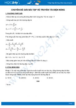 Chuyên đề Giải bài tập về Truyền tải điện năng môn Vật Lý lớp 12 năm 2020-2021