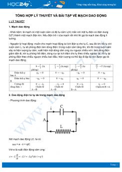 Tổng hợp lý thuyết và bài tập về Mạch dao động môn Vật Lý lớp 12 năm học 2020-2021