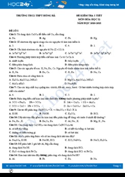 Bộ 4 đề kiểm tra 1 tiết môn Hóa 12 năm 2020 có đáp án Trường THCS-THPT Hồng Hà