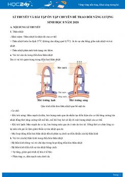 Lí thuyết và bài tập ôn tập chuyên đề trao đổi năng lượng Sinh học 8 năm 2020 có đáp án