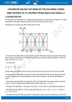 Chuyên đề Giải bài tập bằng đồ thị của năng lượng điện trường và từ trường trong mạch dao động LC môn Vật Lý 12 năm 2020