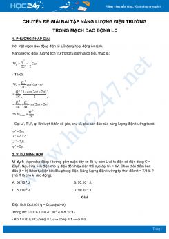 Chuyên đề Giải bài tập Năng lượng Điện trường trong mạch dao động LC môn Vật Lý 12 năm 2020