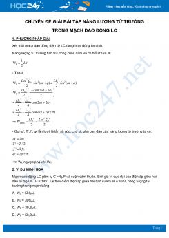 Chuyên đề Giải bài tập Năng lượng Từ trường trong mạch dao động LC môn Vật Lý 12 năm 2020