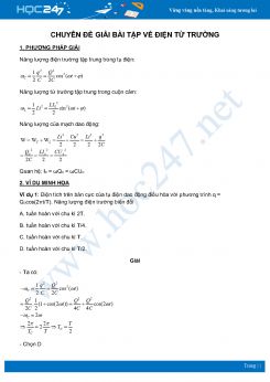 Chuyên đề Giải bài tập về Điện từ trường môn Vật Lý lớp 12 năm học 2020-2021