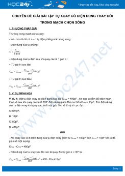 Chuyên đề Giải bài tập Tụ xoay có điện dung thay đổi trong mạch chọn sóng môn Vật Lý 12 năm 2020