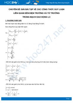 Chuyên đề Giải bài tập về Các công thức suy luận liên quan đến Điện trường và Từ trường trong mạch dao động LC