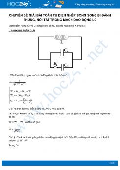 Chuyên đề Giải bài toán tụ điện ghép song song bị đánh thủng, nối tắt trong mạch dao động LC môn Vật Lý 12