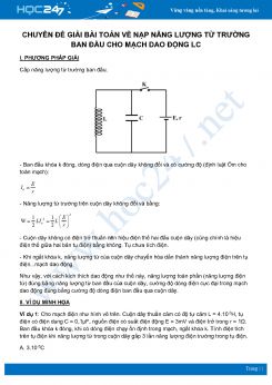 Chuyên đề Giải bài toán về Nạp năng lượng Từ trường ban đầu cho mạch dao động LC môn Vật Lý 12