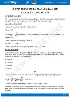 Chuyên đề Giải các bài toán liên quan đến Mạch LC dao động tắt dần môn Vật Lý 12 năm 2020