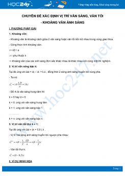 Chuyên đề xác định Vị trí vân sáng, vân tối - khoảng vân ánh sáng môn Vật Lý 12 năm học 2020-2021