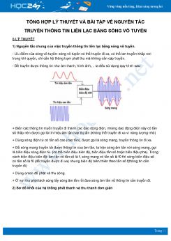 Tổng hợp Lý thuyết và bài tập về Nguyên tắc truyền thông tin liên lạc bằng sóng vô tuyến môn Vật Lý 12 năm 2020