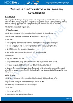 Tổng hợp Lý thuyết và bài tập về Tia hồng ngoại và Tia tử ngoại môn Vật Lý 12 năm 2020
