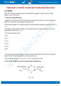 Tổng hợp lý thuyết và bài tập về Mẫu nguyên tử Bo môn Vật Lý lớp 12 năm học 2020-2021