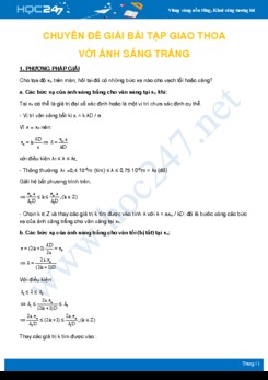 Chuyên đề Giải bài tập Giao thoa với ánh sáng trắng môn Vật Lý lớp 12 năm học 2020-2021