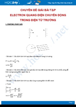 Chuyên đề Giải bài tập Electron quang điện chuyển động trong điện từ trường môn Vật Lý 12