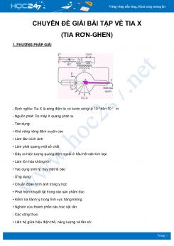 Chuyên đề Giải bài tập về Tia X môn Vật Lý lớp 12 năm học 2020-2021
