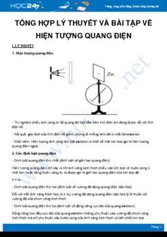 Tổng hợp lý thuyết và bài tập về Hiện tượng quang điện môn Vật Lý lớp 12 năm 2020-2021