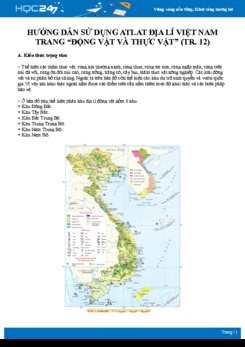 Phương pháp khai thác và sử dụng Atlat địa lí Việt Nam trang “Sinh vật“ (tr.12) Địa lí 12