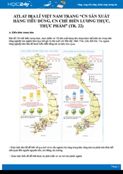 Phương pháp khai thác Atlat địa lí Việt Nam trang “Công nghiệp sản xuất-chế biến lương thực“ (tr.22) Địa lí 12