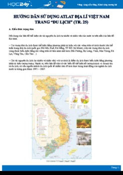 Phương pháp khai thác và sử dụng Atlat địa lí Việt Nam trang “Du lịch“ (tr.25) Địa lí 12