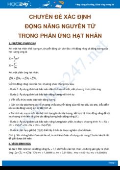 Chuyên đề xác định Động năng trong phản ứng hạt nhân môn Vật Lý lớp 12 năm 2020