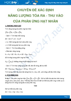 Chuyên đề Xác định Năng lượng của phản ứng hạt nhân môn Vật Lý 12 năm 2020