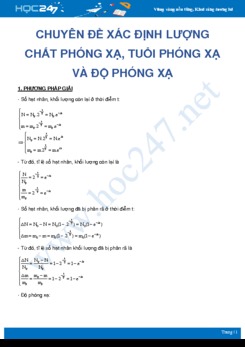 Xác định lượng chất phóng xạ, tuổi phóng xạ, độ phóng xạ của hạt nhân nguyên tử môn Vật Lý 12