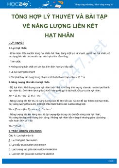 Tổng hợp lý thuyết và bài tập về năng lượng liên kết hạt nhân môn Vật Lý 12