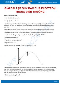 Chuyên đề giải bài tập Quỹ đạo của electron trong điện trường môn Vật Lý 11 năm 2020