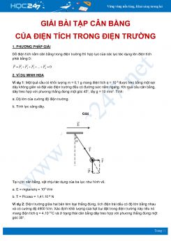 Chuyên đề giải dạng bài tập Cân bằng của điện tích trong điện trường môn Vật Lý 11 năm 2020