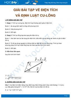 Rèn luyện Kỹ năng giải bài tập về điện tích và định luật Cu-lông môn Vật Lý 11 năm 2020