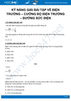 Rèn luyện Kỹ năng giải bài tập về Điện trường – Cường độ điện trường – Đường sức điện môn Vật Lý 11