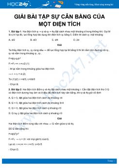 Hướng dẫn giải chi tiết các bài tập về Sự cân bằng của một điện tích chọn lọc môn Vật Lý 11