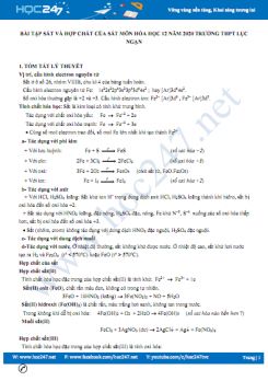 Bài tập Sắt và hợp chất của Sắt môn Hóa 12 năm 2020 có đáp án Trường THPT Lục Ngạn